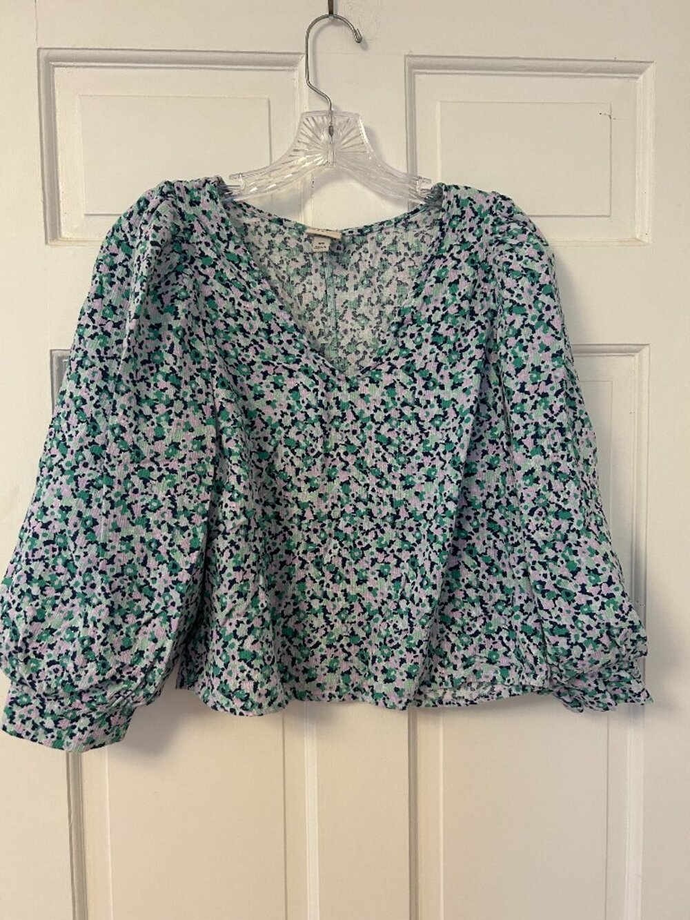 A New Day Blue Green Printed Blouse Size XS